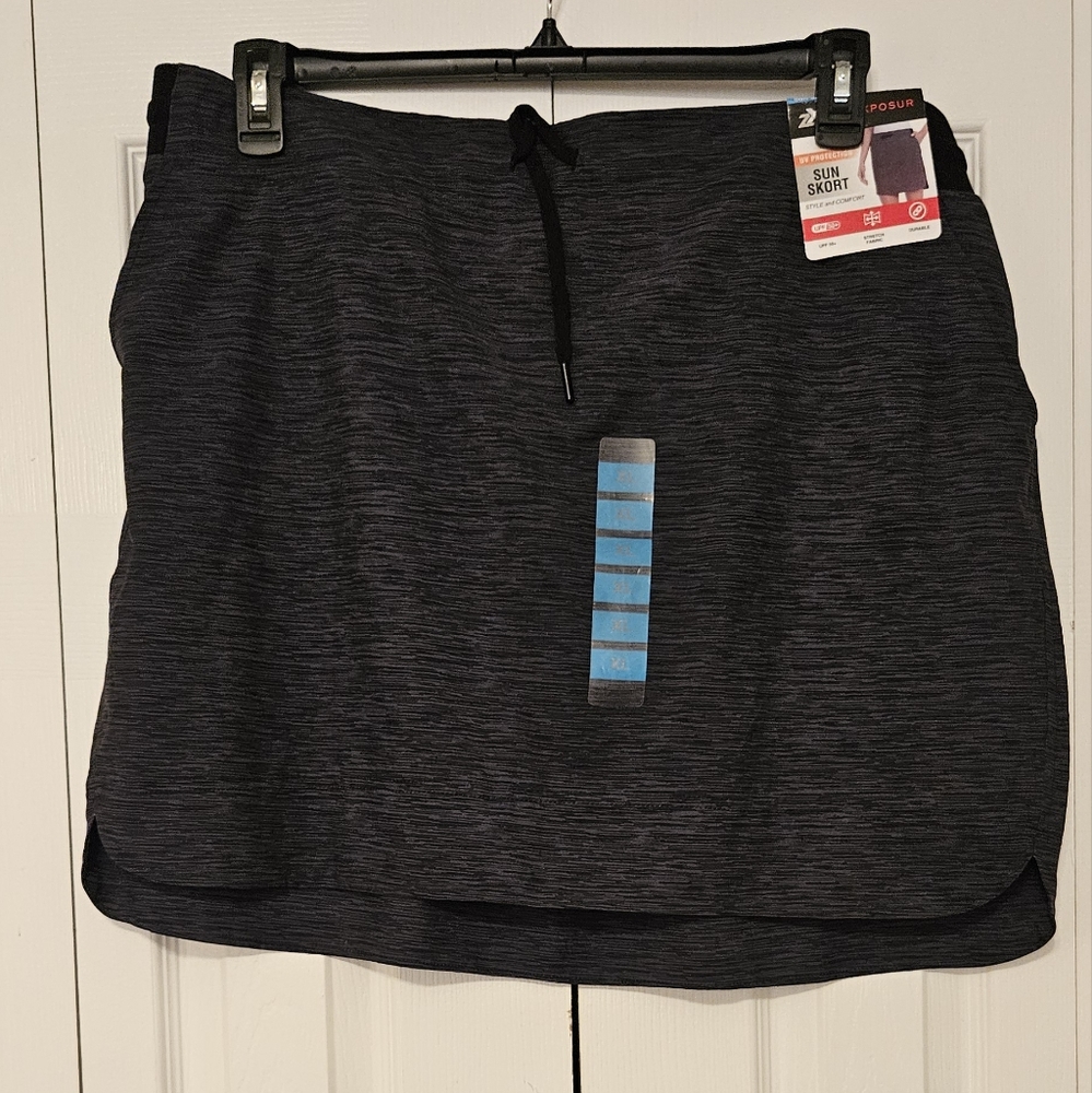 ZERO EXPOSURE WOMEN'S SIZE XL UV PROTECTION GRAY STRETCH FABRIC SUN SKORT